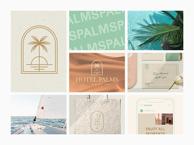 Branding Moodboard for Hotel Palms 🌴 branding emblem hotel logo monogram moodboard natural palm tropical visual identity