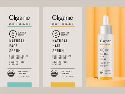 Label Design for Cliganic brand identity branding cosmetics haircare label logo serum skincare typography wellness
