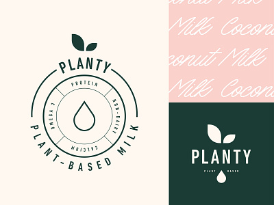 Logo design for Planty branding emblem label logo logotype milk plant based plant logo stamp