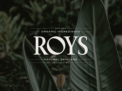 Logo Development for Roys Natural Skincare botanical branding cosmetic logo monogram natural roys skincare stamp