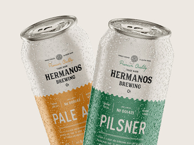 Packaging Design for Hermanos Brewing Co. beer branding brew brewery can drink emblem logo packaging pale ale pilsner