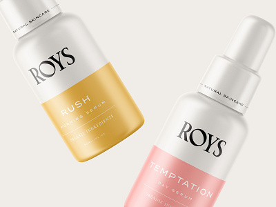 Packaging design for Roys Natural Skincare botanical branding cosmetics emblem logo natural packaging roys serum skincare