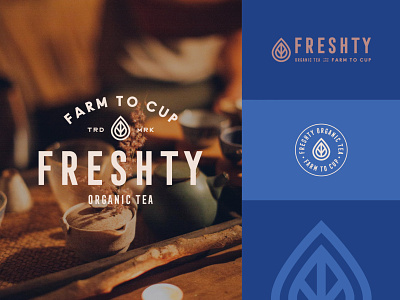 Branding for Freshty Organic Tea branding branding agency cup drink emblem farm leaf logo logotype monogram natural organic organic tea stamp tea
