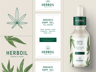 Herboil Organic Hemp Oil Branding branding cannabis cbd cbdoil emblem hemp herb herboil label logo logotype organic packaging