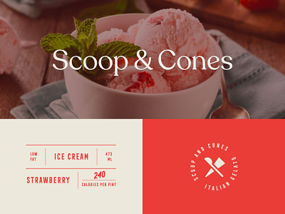 Branding for Scoop & Cones brand identity branding creamery food ice cream label logo monogram packaging yoghurt yogurt