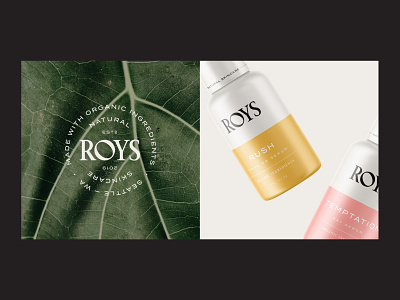 Branding for Roys Natural Skincare organic botanical natural serum stamp monogram emblem logotype logo cosmetic cosmetics skincare label packaging design packaging visual identity label design brand identity branding