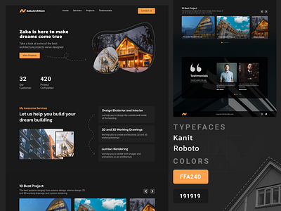 Zaka Architect - Personal Portfolio Landing Page Website architect architect design dark mode dark web design landing page personal personal landing page personal web personal web design portfolio portfolio landing page portfolio web portfolio web design theme dark web architect web design website