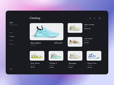 inventory catalog anoshko app catalog clean design ecommerce gradient inventory layout minimalism modern online product shoes shop store typography ui ux web
