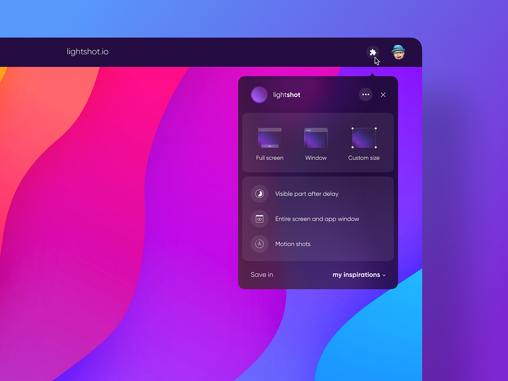 browser extension for creating screenshots by anton on Dribbble