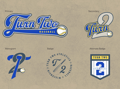Turn 2 Full Asset Board athletic badge baseball branding design illustration logo sports vector