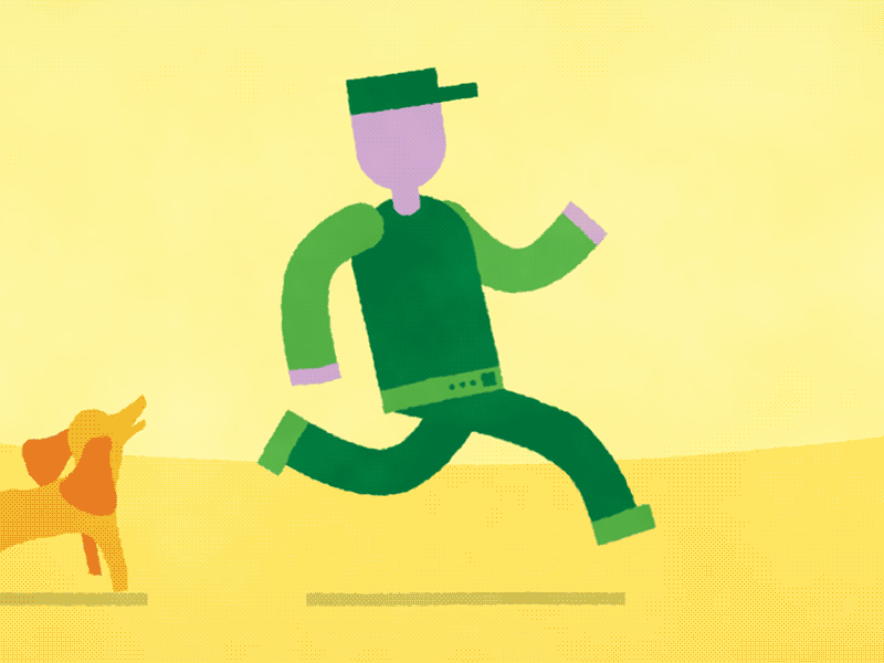 Aviva: postman after effect animation cap dog gif post man rig run running yellow