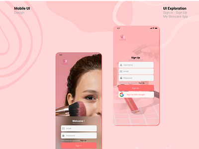 Sign in- Sign Up app design figma pink sign in sign up skincare u ui ux