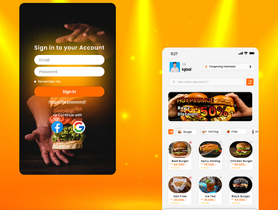 Sign in - home screen fast food app branding design figma home sign in ui ux