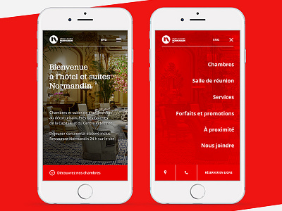 Normandin _ Hotel mobile website app homepage hotel interface ios menu mobile nav ui user