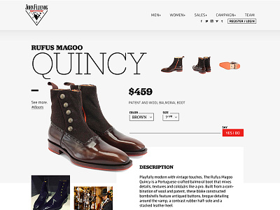 John Fluevog _ Web Concept concept john fluevog product page quebec city shoes website