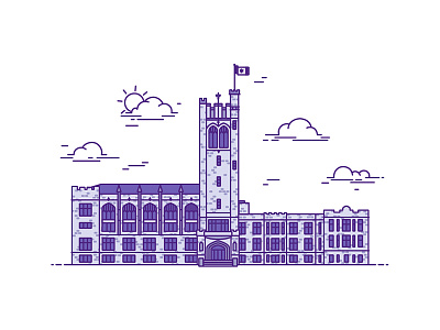 My alma mater architecture building flat illustrations minimal outline purple school simple university vector western university