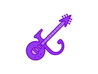 Prince flat guitar illustration line minimal music prince purple rain rip tribute vector