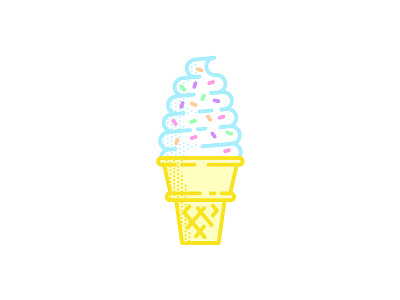 Ice Cream Cone dessert flat food ice cream illustration line minimal sprinkles vector yummy