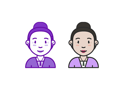 Mom avatar character flat illustration line mom mothers day person portrait purple