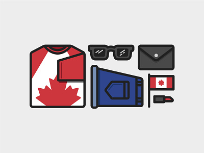 Canada Day Outfit canada flag flat illustration lipstick minimal outfit purse shirt shorts sunglasses vector