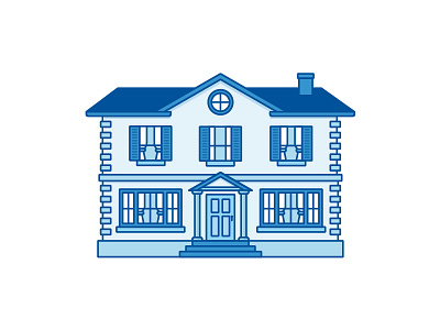 House blue flat home house icon illustration line minimal vector