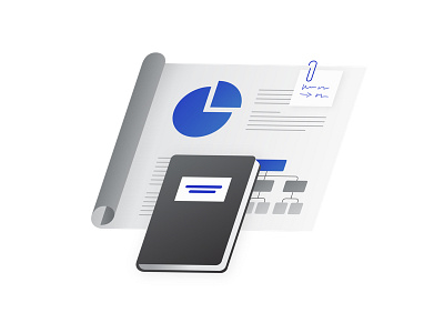Planning Illustration blue book charts finance flat gradient illustration minimal planning vector