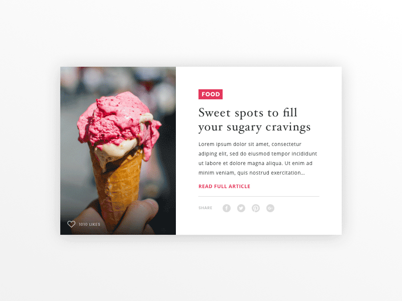 Daily UI #010 - Social Share 010 article card concept dailyui food share social ui ux web