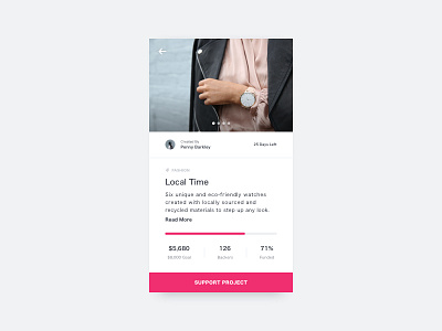 Daily UI #032 - Crowdfunding Campaign 032 concept crowdfunding campaign dailyui mobile progress project support ui ux