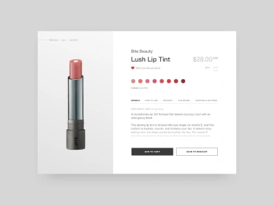 Daily UI #033 - Customize Product 033 bite beauty concept cosmetics customize dailyui lipstick order product ui ux web