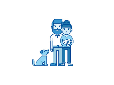 Family Illustration baby blue character dog family flat illustration line minimal parents person vector