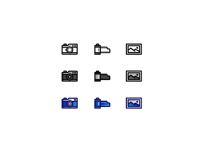 Film Photography Icon Set camera film flat icon illustration image line minimal photography vector