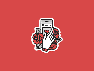 At the Hand of Social Media flat flowers hand illustration like line phone simple social media sticker traditional tattoo vector