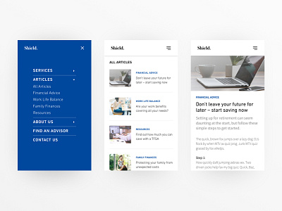 Articles - Mobile Practice article blog card concept menu mobile news preview tile ui ux