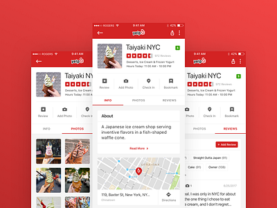 Yelp Mobile Concept Redesign concept food ios maps mobile rating rate review taiyaki nyc testimonial ui ux yelp