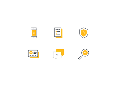 Insurance Icon Set financial flat form icon illustration insurance line mobile outline search shield simple