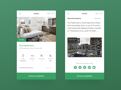 Rental Property Listing - Mobile apartment concept dailyui home icons listing map mobile property rental social media ui ux
