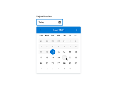 Date Picker active hover disabled calendar date picker deadline form field icon input interface month popup uxui