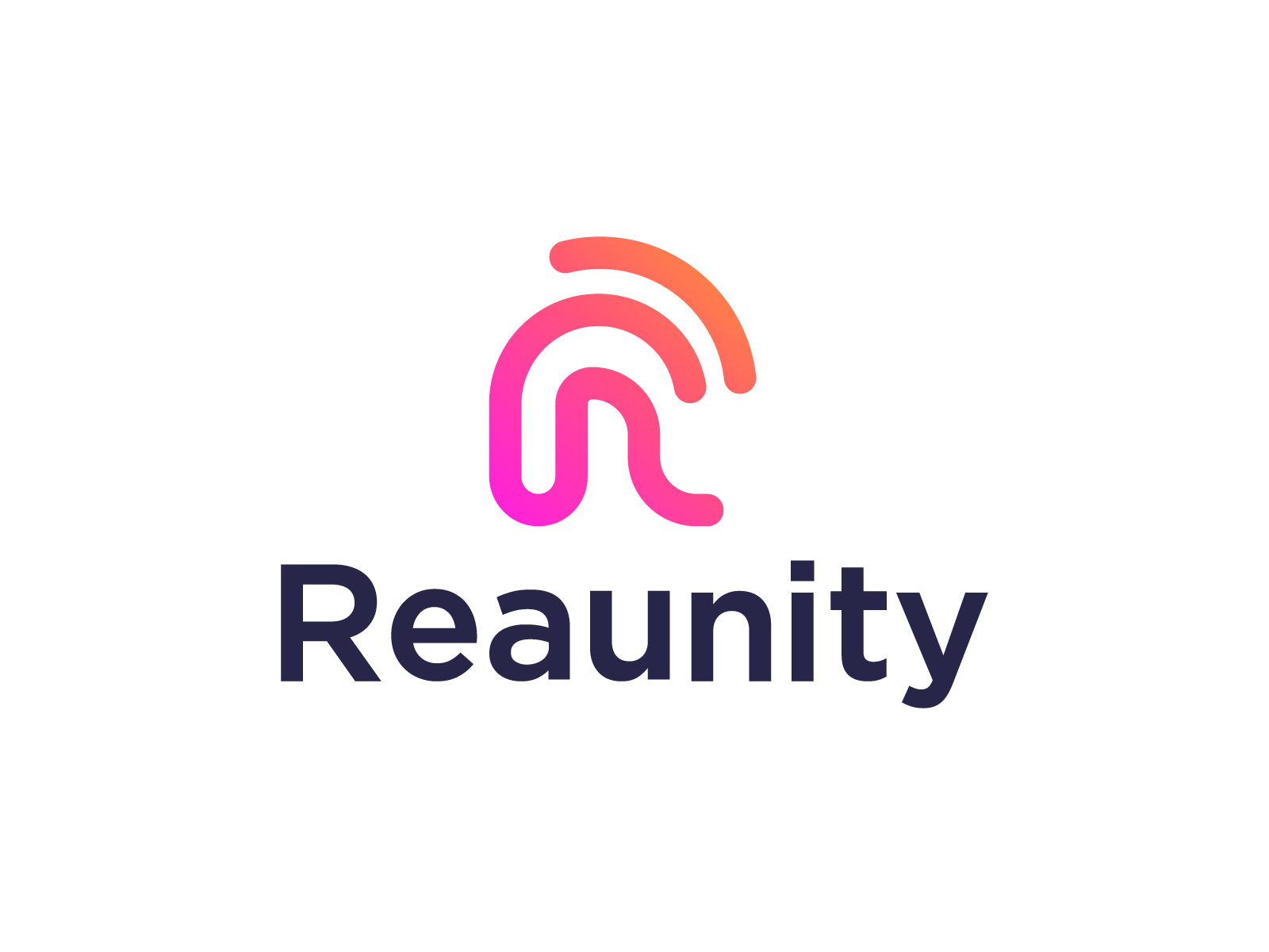 Reaunity logo design - Letter R + Wifi logomark by Farjana Fim on Dribbble