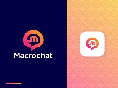 Macrochat logo design - Letter m + chat ) modern icon logo.