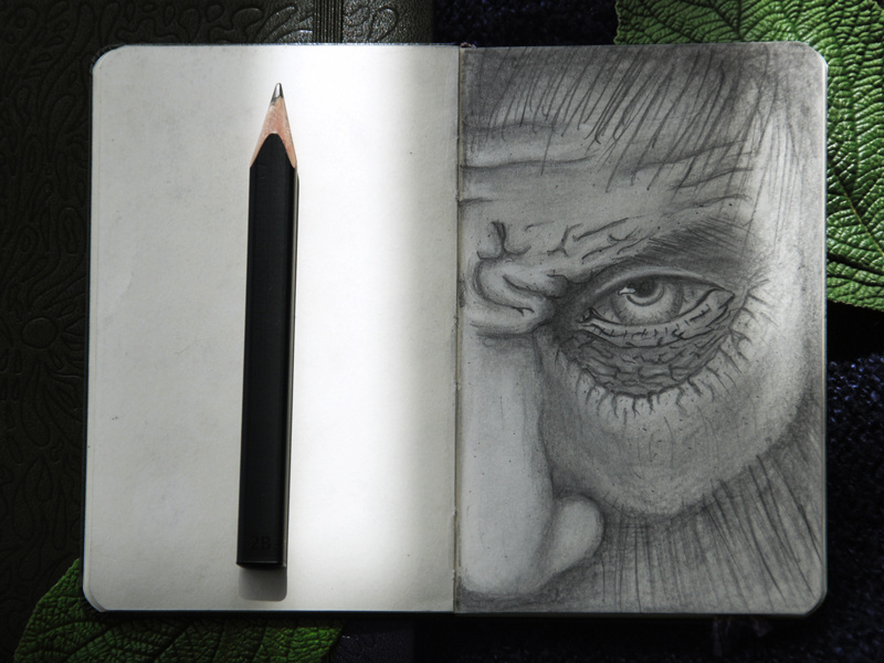 wooden man moleskine sketch wood wooden face man human photography charcoal drawing pencil illustration