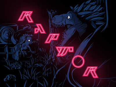 RAPTOR art artwork design dinosaur illustration illustrator lettering poster raptor type typography vector