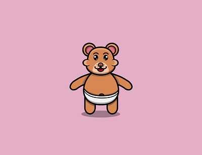 Cute Baby Bear Character Design. grizzly