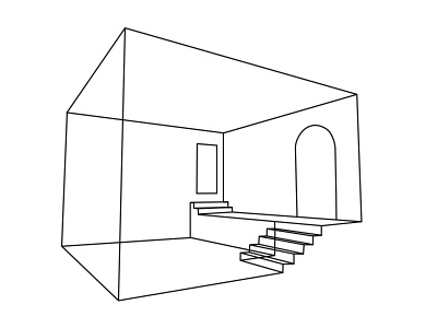 The Room bw illustration linear lines metaphor options outline