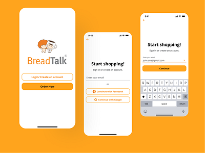 BreakTalk (Bakery App) - Login flow app design ui ux