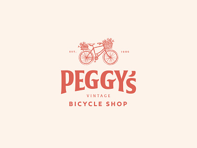 Peggy's Bicycle Shop brand identity branding dailylogo dailylogochallenge design icon illustration illustrator lettering logo logotype typography vector