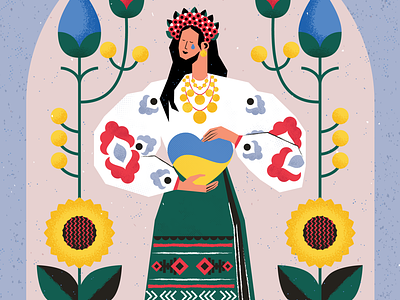 Mother character design ethnic europe flat folk illustration texture ukraine vector war web woman