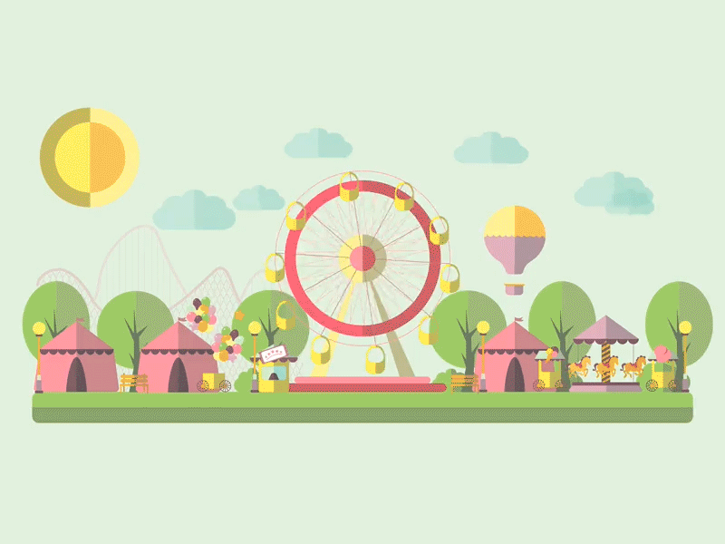 Ferris Wheel Animation amusement park animation codepen css design fair ferris wheel flat html illustration vector web