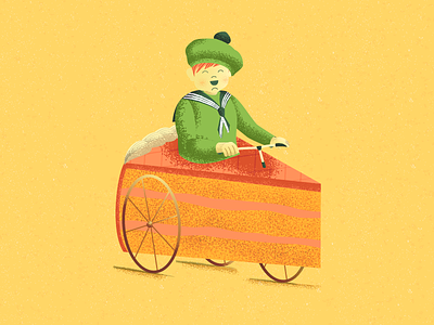 Dessert Kid bicycle bike cake character design dots food illustration kid sweet tooth texture vector