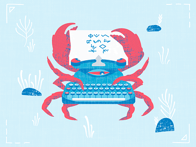 Crab The Typewriter acid character crab design houseware illustration monster poem sea texture typewriter vector