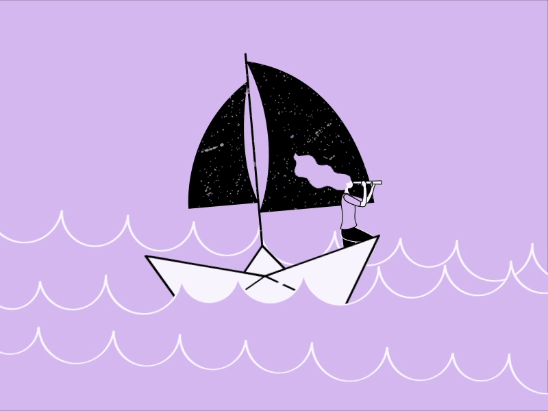 Girl on a Boat animation boat character design dream girl illustration night paper sea ship stars